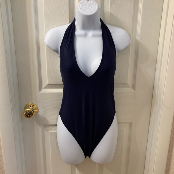 aerie Swim New Aerie Navy Onepiece Long Deep Plunge Swimsuit Poshmark